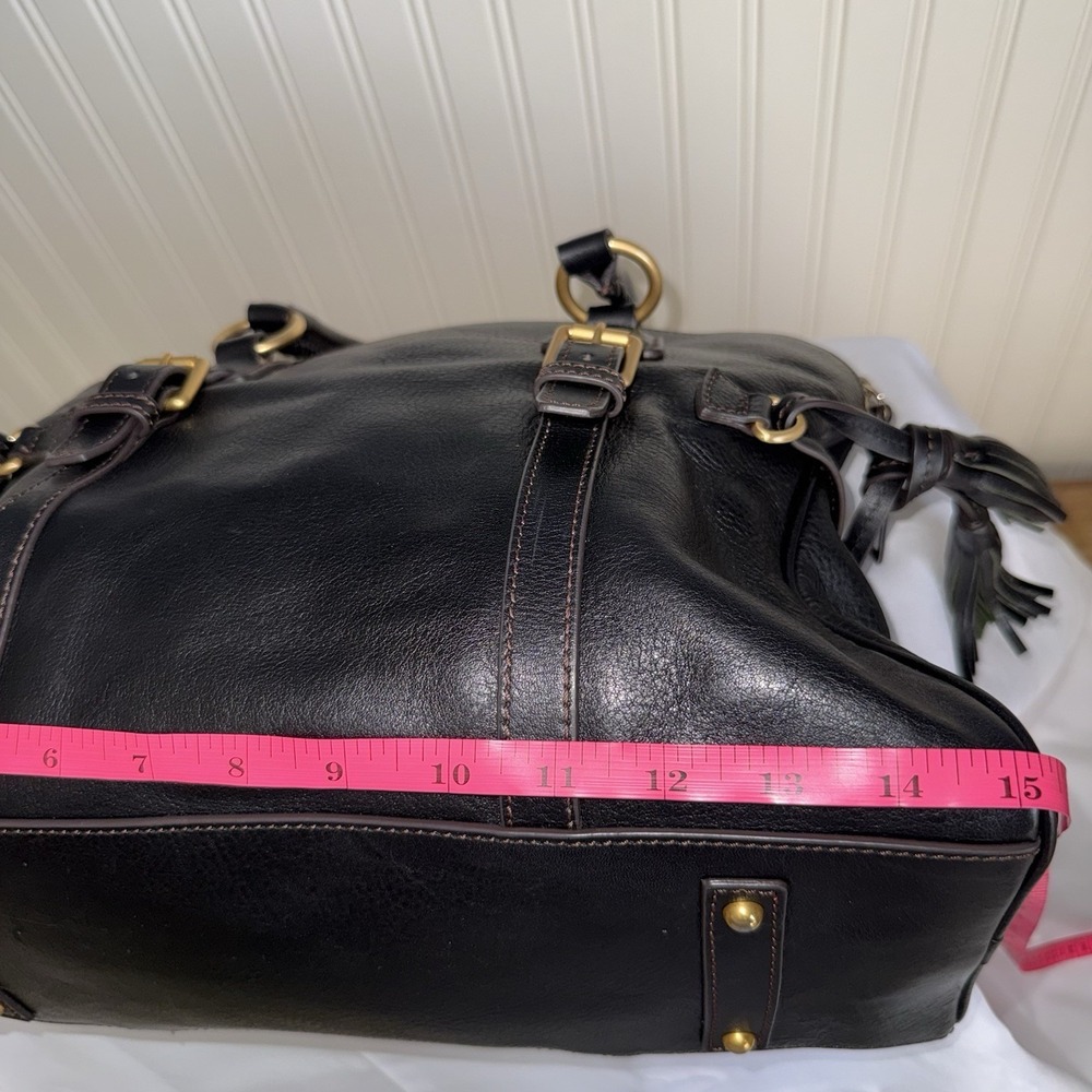 DOONEY & BOURKE Florentine Domed Buckle Satchel Shoulder Bag Purse Black Tassel - Picture 13 of 15